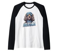 Vintage Cocker Spaniel 4 luglio Merica Maglia con Maniche Raglan