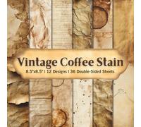 Vintage Coffee Stain Old Paper Scrapbook Paper Craft Pad: 12 Rustic Designs, 36 Double-Side Sheets Printed on 8.5"x8.5" Sized Paper. Perfect for Card ... Junk Journal, Gift Wrapping, Album Etc