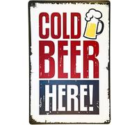Vintage Cold Beer Here Retro Vintage Metal Tin Signs Retro Garage Signs For Men Wall Decoration Old Car Shop Poster Oil And Gas Station Sign Man Cave Decor 30,5 x 20,3 cm