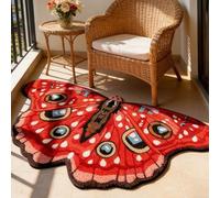Vintage Colorful Butterfly Print Rug, Irregular Butterfly Moth Shaped Area Rug, Soft Washable Mat, Carpet for Living Room Bedroom Bathroom Entryway Home Decor (Multicoloured, 50x90cm(20"x35"))