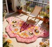 Vintage Colorful Butterfly Print Rug, Irregular Butterfly Moth Shaped Area Rug, Soft Washable Mat, Carpet for Living Room Bedroom Bathroom Entryway Home Decor (Pink, 100x180cm(40"x71"))