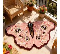 Vintage Colorful Butterfly Print Rug, Irregular Butterfly Moth Shaped Area Rug, Soft Washable Mat, Carpet for Living Room Bedroom Bathroom Entryway Home Decor (Light colours, 50x90cm(20"x35"))
