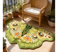 Vintage Colorful Butterfly Print Rug, Irregular Butterfly Moth Shaped Area Rug, Soft Washable Mat, Carpet for Living Room Bedroom Bathroom Entryway Home Decor (Dark green, 40x70cm(16"x28"))