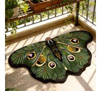 Vintage Colorful Butterfly Print Rug, Irregular Butterfly Moth Shaped Area Rug, Soft Washable Mat, Carpet for Living Room Bedroom Bathroom Entryway Home Decor (Dark green, 50x90cm(20"x35"))