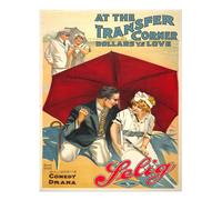 Vintage-Commedia-Dramma-Wall Art Retro-Scena di Spiaggia-Stampa Beach Scene Wa