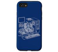 Vintage Computer PC Expanded View IT Diagram Graphic Custodia per iPhone SE (2020) / 7/8