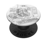 Vintage Computer PC Expanded View IT Diagram Graphic PopSockets PopGrip Adesivo