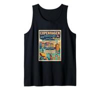 Vintage Copenaghen Danimarca Viaggio Souvenir Città Turistica Regalo Canotta