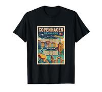 Vintage Copenaghen Danimarca Viaggio Souvenir Città Turistica Regalo Maglietta