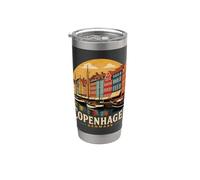 Vintage Copenaghen Danimarca Viaggio Souvenir Regalo Bicchiere termico in acciaio inox doppia parete