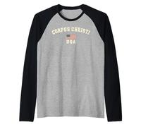 Vintage Corpus Christi USA Bandiera Americana Cool Souvenir Retro Maglia con Maniche Raglan