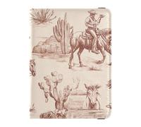 Vintage Cowboy Horse Beige Pelle Porta Passaporto Custodia Portafoglio Combo Impermeabile