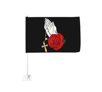 Vintage cristiano Cristo Gesù croce mano e rosone clip per auto bandiere protezione solare decorazione 12x18 pollici banner bifacciale per camion