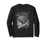 Vintage Crow F Caw F Funny Black Bird Lover Raven Gothic Maglia a Manica