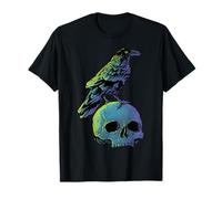 Vintage Crow Skull Spooky Raven Gothic Maglietta