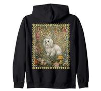 Vintage Cucciolo Maltese in Stile Floreale di William Morris Felpa con Cappuccio