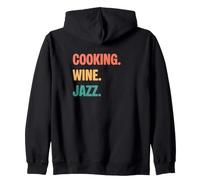Vintage Cucina Vino Jazz Amanti Felpa con Cappuccio
