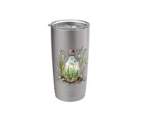 Vintage Cute Jar con Wildflower Cottage core Bicchiere termico in acciaio inox doppia parete