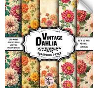 Vintage Dahlia Scrapbook Paper: Double Sided Sheets | Floral Pattern for Scrapbooking, Origami, Collage, and Various DIY Craft Projects | 8.5" x 8.5" (21.59 x 21.59 cm)