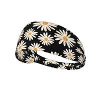 Vintage Daisy Flowers Black Elastic Exercise Headband For Women&Men,Wide Headbands For Women Athletic Sweatbands - Fashion Elastic Sports Hair Band For Yoga Fitness