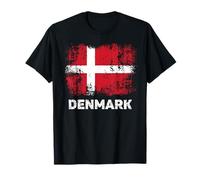 Vintage Danish Flag Shirt Patriotic Denmark Flag Maglietta