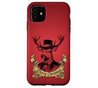 Vintage Dapper Stag Merry Christmas formale Holiday Graphic Custodia per iPhone 11