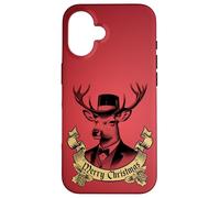 Vintage Dapper Stag Merry Christmas formale Holiday Graphic Custodia per iPhone 16