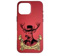 Vintage Dapper Stag Merry Christmas formale Holiday Graphic Custodia per iPhone 16 Pro Max