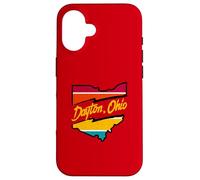 Vintage Dayton Ohio Strisce Colorate All'interno Ohio State Map Custodia per iPhone 16