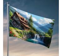 Vintage Decor Idilliaco Cottage By The Waterfall Flag Man Cabe Decor Deck Decor (30 x 45 cm)