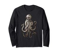 Vintage Deep Sea Diver, Cthulhu Octopus, Release the Kraken Maglia a Manica