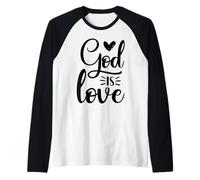 Vintage Dio è Amore - Retro Inspirational Christian Faith Maglia con Maniche Raglan