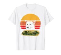 Vintage Discutere Bianco Gatto Meme Retro 80 Stile Sole Maglietta, Uomo, Bianco, S