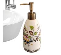Vintage Dispenser, Ceramic Soap Bottle, Pump Bottle with Ribbed Texture | Aesthetic Liquid Container, Dispenser with Classic Look, Container for Bathroom Counter