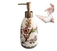 Vintage Dispenser, Ceramic Soap Bottle, Pump Bottle with Ribbed Texture | Aesthetic Liquid Container, Dispenser with Classic Look, Container for Bathroom Counter