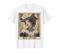 Vintage Distressed The Devil Tarocco Card Moda Donna Maglietta con Stampa Grafica Economica
