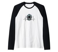 Vintage Diving Helmet Heartbeat per Uomini Donne Diving Amanti Maglia con Maniche Raglan