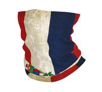 Vintage Dominican Republic Flag Protezione del Viso Durevole Scaldacollo Elastico Bandana per Pesca Yoga Donna 26X30CM