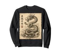 Vintage Drago Arte Cinese Giapponese Kanji Stile A Felpa