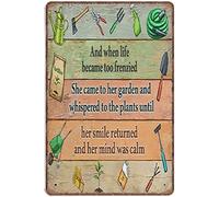 Vintage e quando la vita è diventata troppo frenetica è venuta nel suo giardino, amante del giardino, mamma, amante del giardinaggio, poster in metallo e alluminio, decorazione da parete, 8x12 pollic
