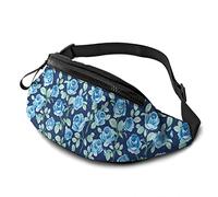 Vintage Elegance Blue Roses per uomo donna, a tracolla, per viaggi, passeggiate, corsa, escursionismo, ciclismo