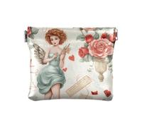 Vintage Elements Fiore Elfo Donna PU Leather Coin Purse Portatile Mini Cosmetic Case per Lady, Vintage Elements Flower Elf, 1 formato, Stampa Art, Elfo fiore elementi vintage, 1 size, Stampa artistica