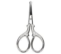 Vintage Embroidery Scissors Stainless Steel Retro Style Sharp Blade Precision Cutting Tool for Embroidery Needlework Sewing Crafts Handmade DIY 9.3cm Gold Plated Mirror Polished (Round head silver