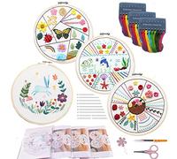 VINTAGE EMBROIDERY V.E. Kit di ricamo per principianti, 4 set di kit di ricamo per adulti, 30 punti diversi per gli amanti del mestiere, set a punto croce con fili di colore e strumenti