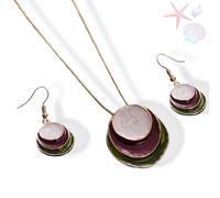 Vintage Enamel Jewelry Set Bohemian Enamel Three-layer Hoop Hollow Pendant Earring Set Jewelrys Sets Suitable for Casual Attire or Vacation (Red)