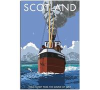 Vintage England Scotland Sound of Jura Viaggio Poster Art Print Retro Wall Art Tela Poster Camera Decorazione Casa Decorazione Non incorniciato 30x45cm