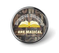Vintage English Teacher Round Brooch Pin Badge Lapel Tie Pin for Women Men Office Worker Teacher Decor