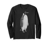 Vintage Engraving Penguin Wildlife Drawing Maglia a Manica