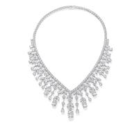 Bling Jewelry Vintage Estate Art Deco Style Design Gioielli Da Sposa Multi Teardrop AAA CZ Statement Spray Bib Collar Collana Per Donne Placcato In Argento