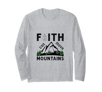 Vintage Faith Can Move Mountains Bibbia Verse Maglia a Manica